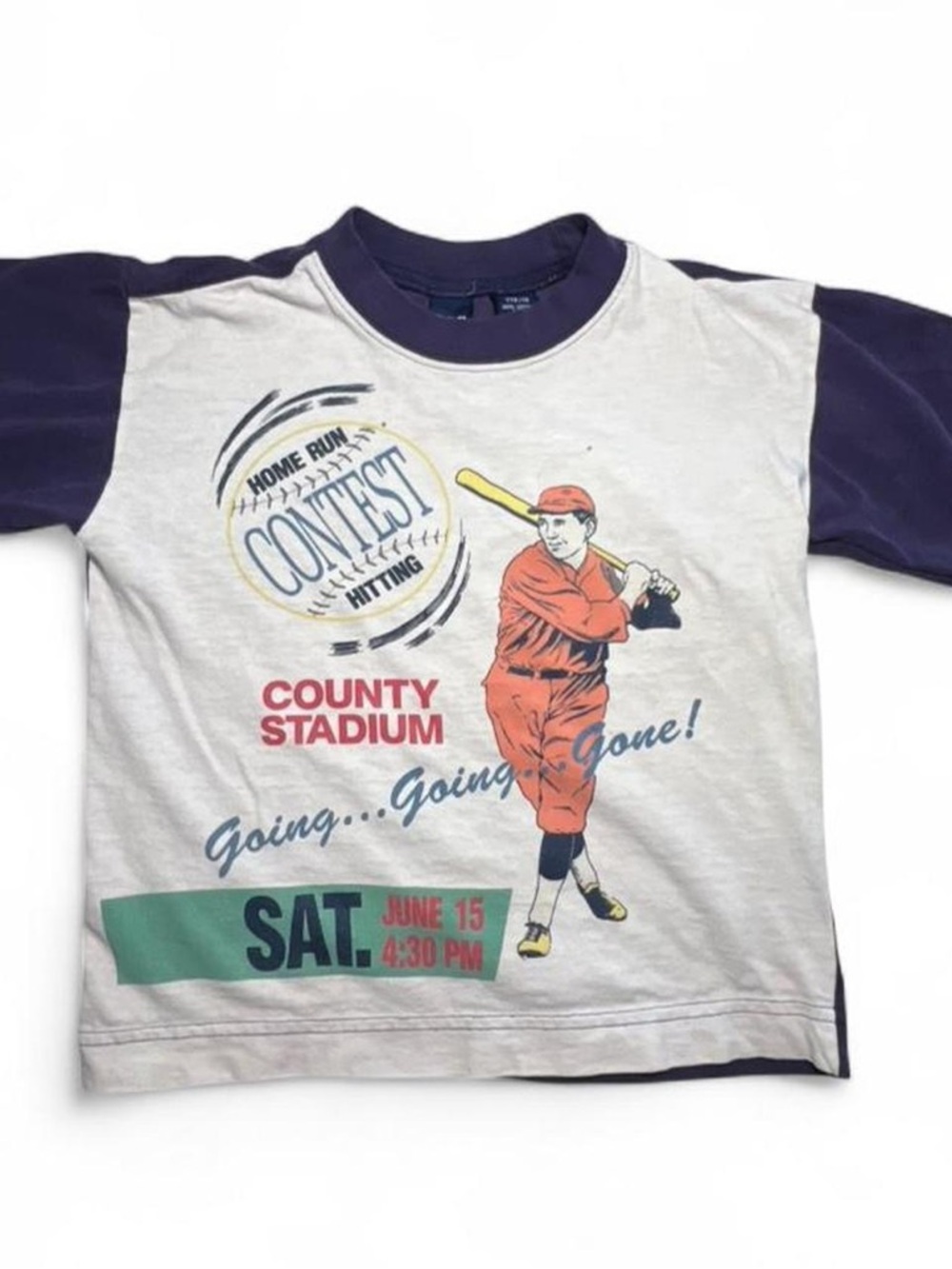 GAP White & Navy Raglan Baseball Graphic Tee